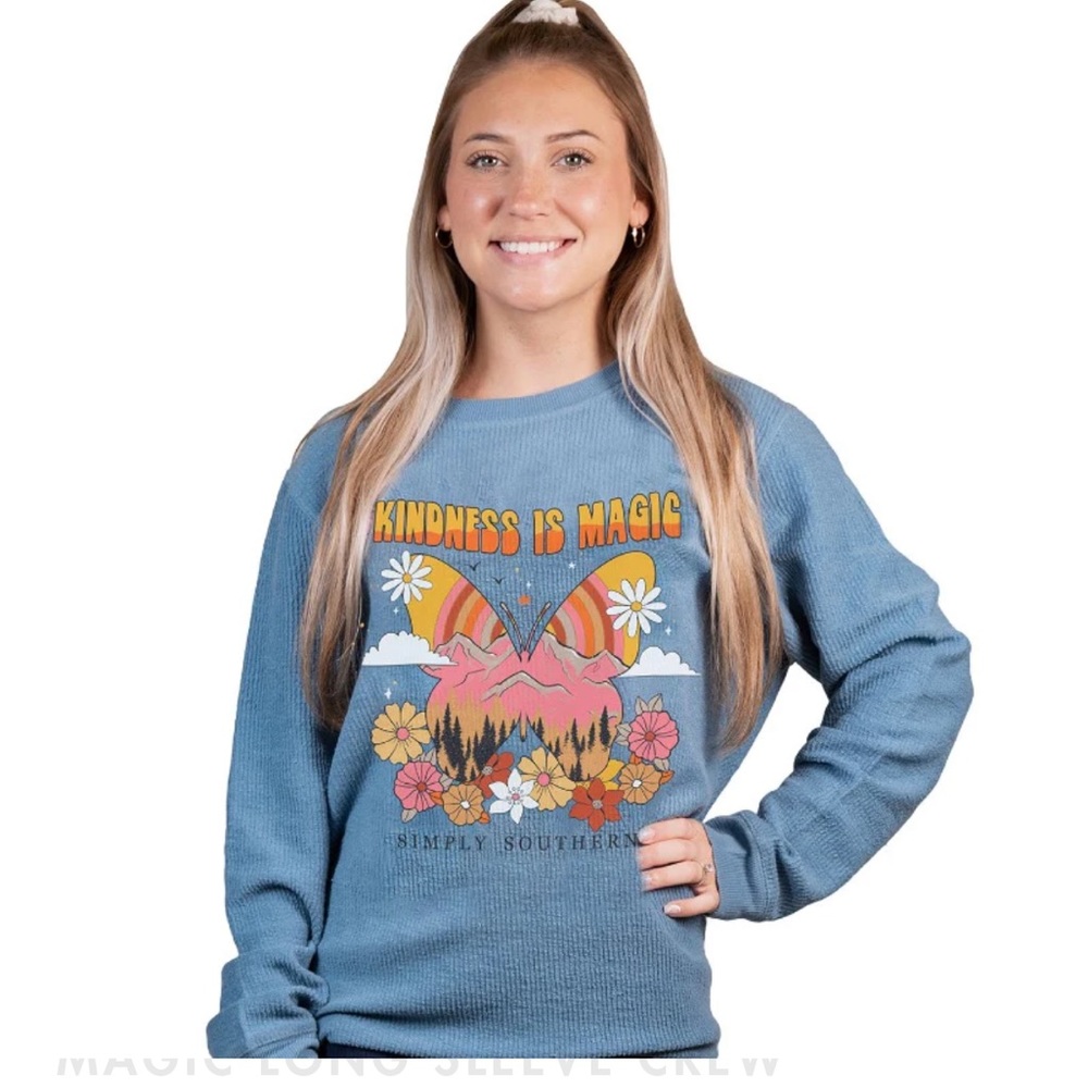 Simply Southern Kindness Magic Long Sleeve Rib Crew Sweatshirt
